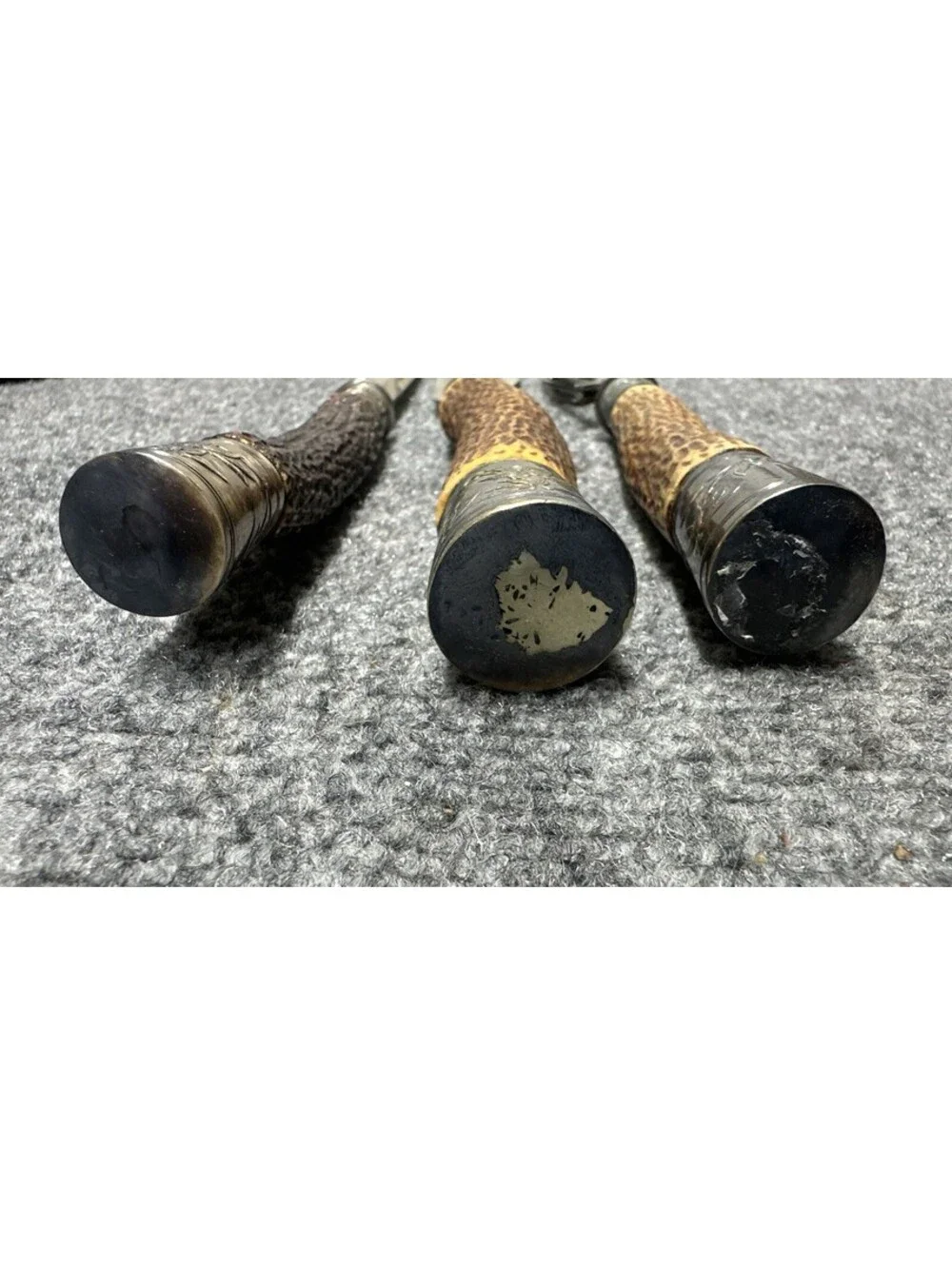VTG Harrison Bros & Howson 3pc Carving Set Stag Horn Handles Engraved Case